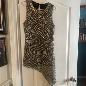 Elegant Black and Gold Asymmetrical Dress